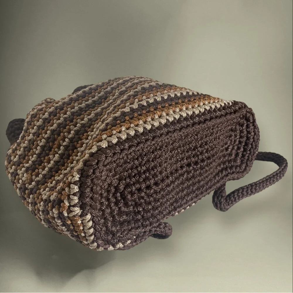 JAI Original Tri Color Neutrals Brown Crocheted Backpack